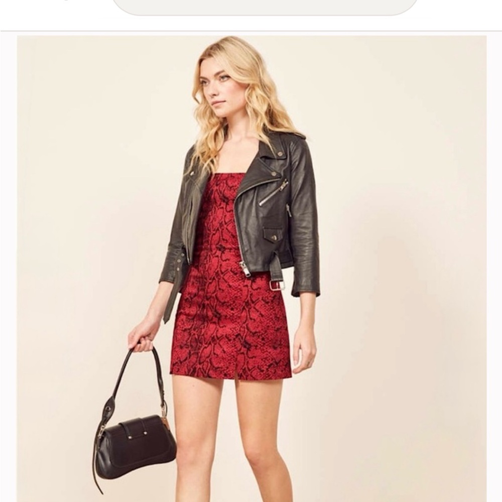 Vguc Reformation 90s Ruby Red Python Print Square… - image 1